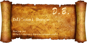 Décsei Bence névjegykártya